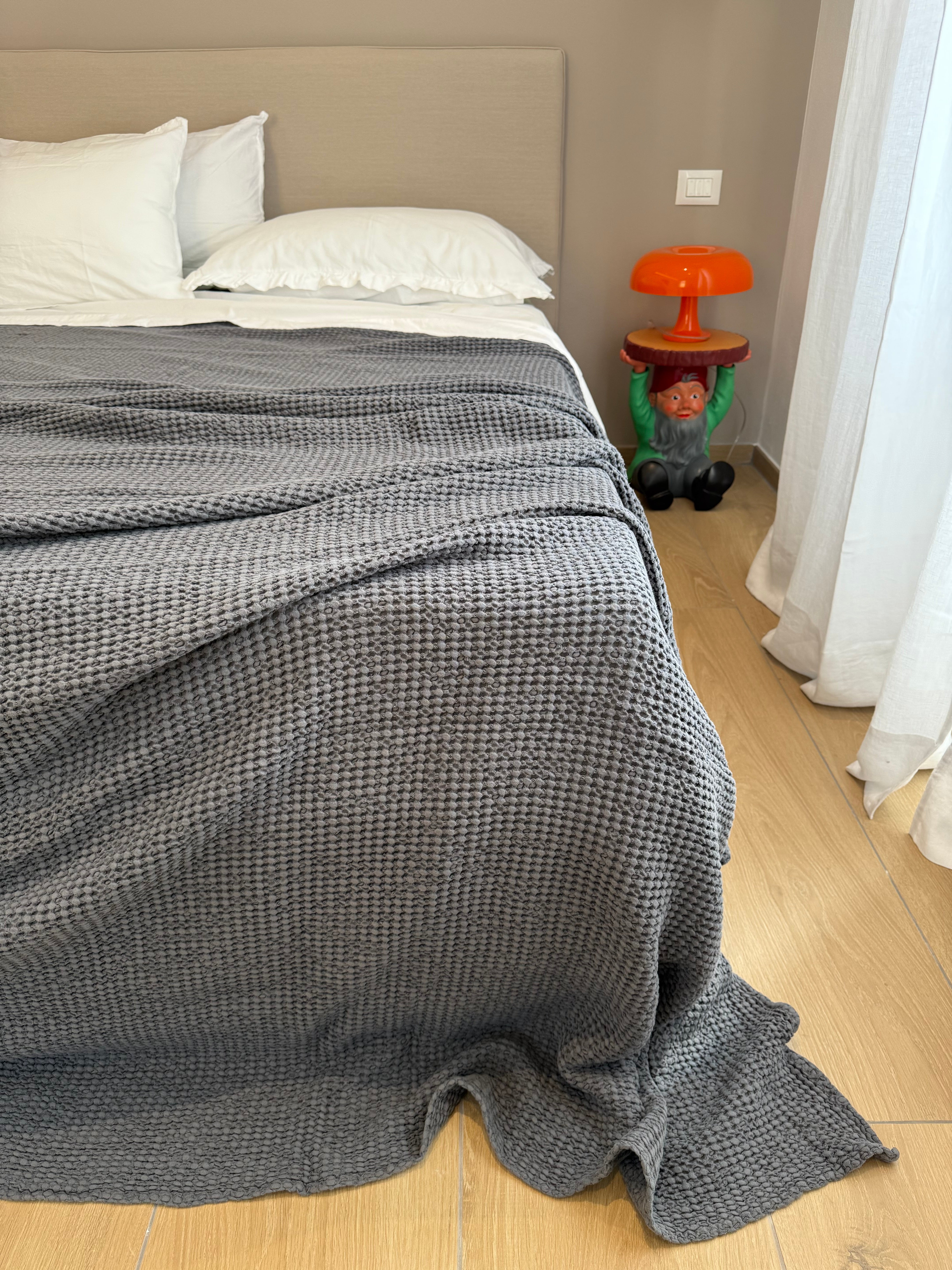 Copriletto Stone Washed Nido D'Ape Letto Moreali Tessile Casa