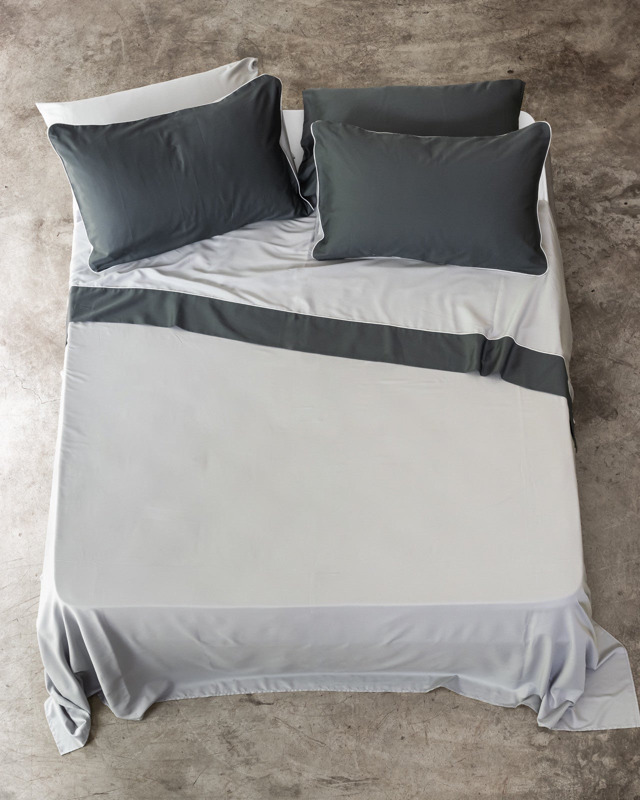 Parure Lenzuola RASO DOUBLE Letto Moreali Tessile Casa Matrimoniale Grigio/Antracite