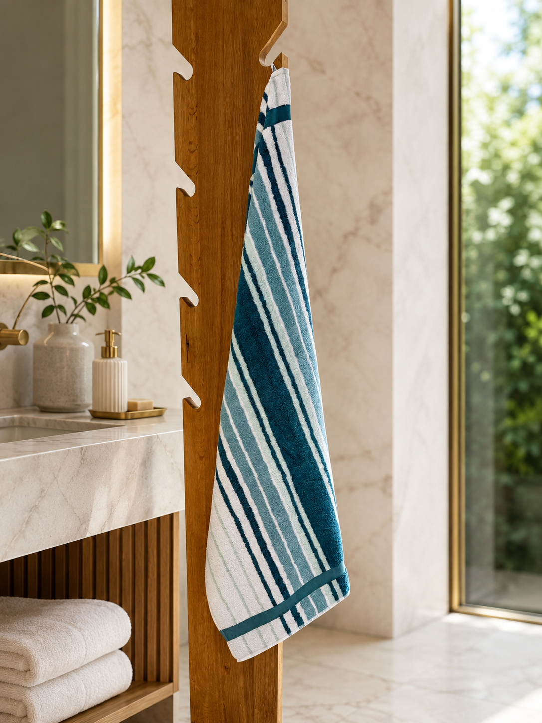 Asciugamano MAXI Cotone Americano Tinto Filo ONTARIO Bagno Moreali Tessile Casa 68 x 127 Storm Blue