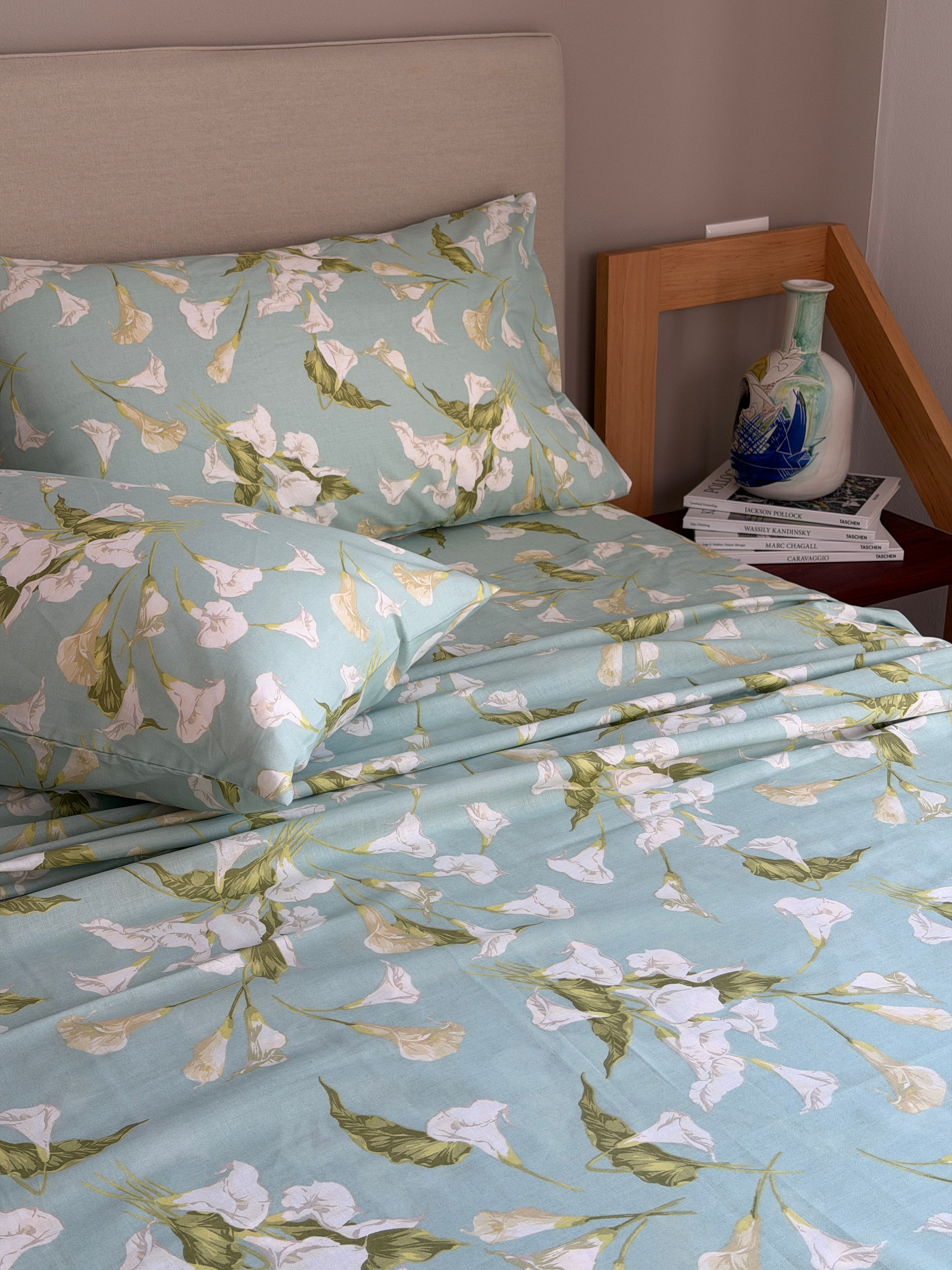 Completo Lenzuola Cotone Stampato CALLA Letto Cotonissimo