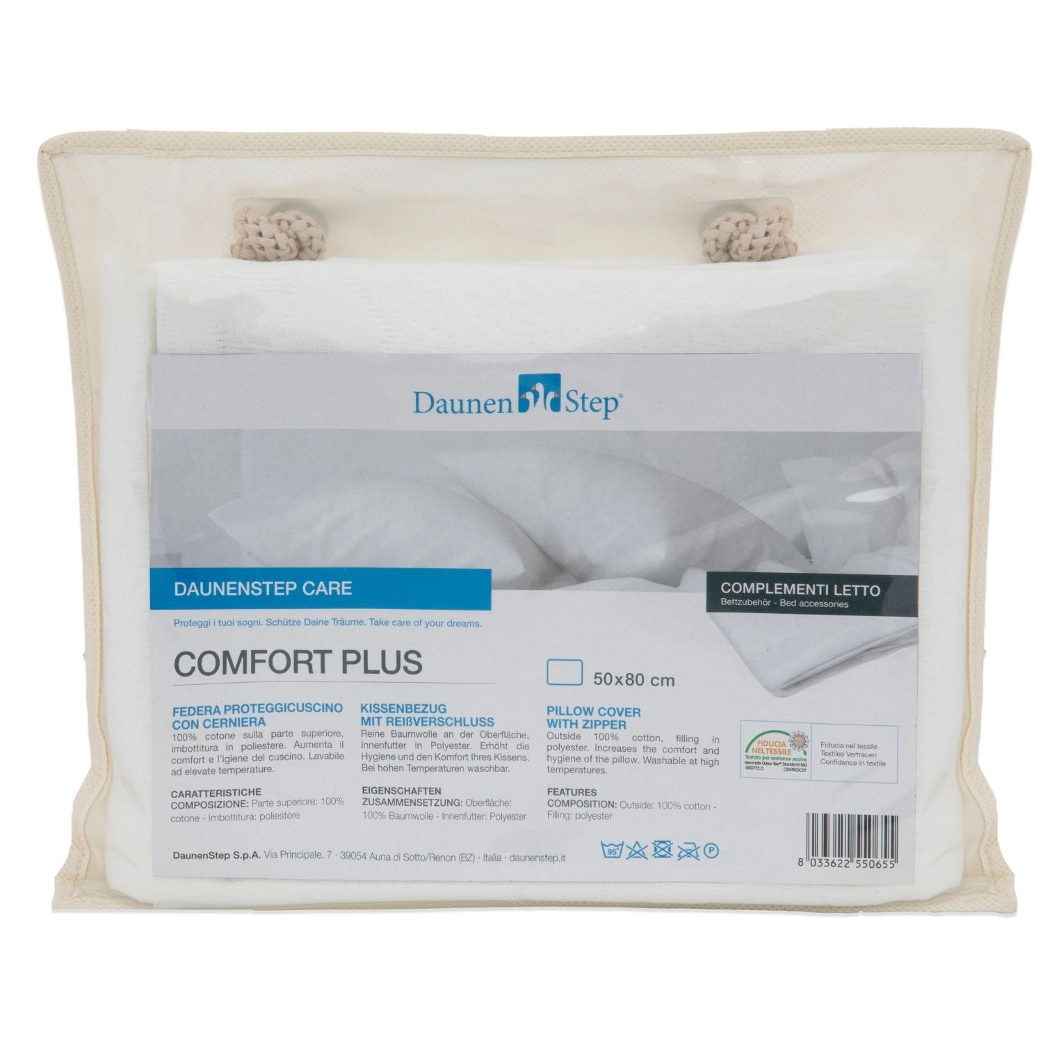 Copriguanciale Comfort Plus Materasso Daunenstep 50 x 80 Bianco
