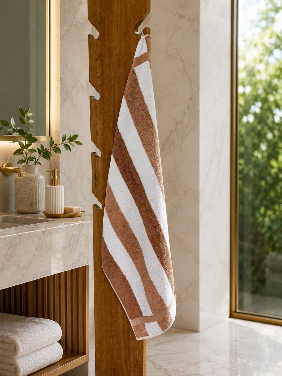 Asciugamano MAXI Cotone Americano Tinto Filo VANCOUVER Bagno Moreali Tessile Casa 68 x 127 Praline