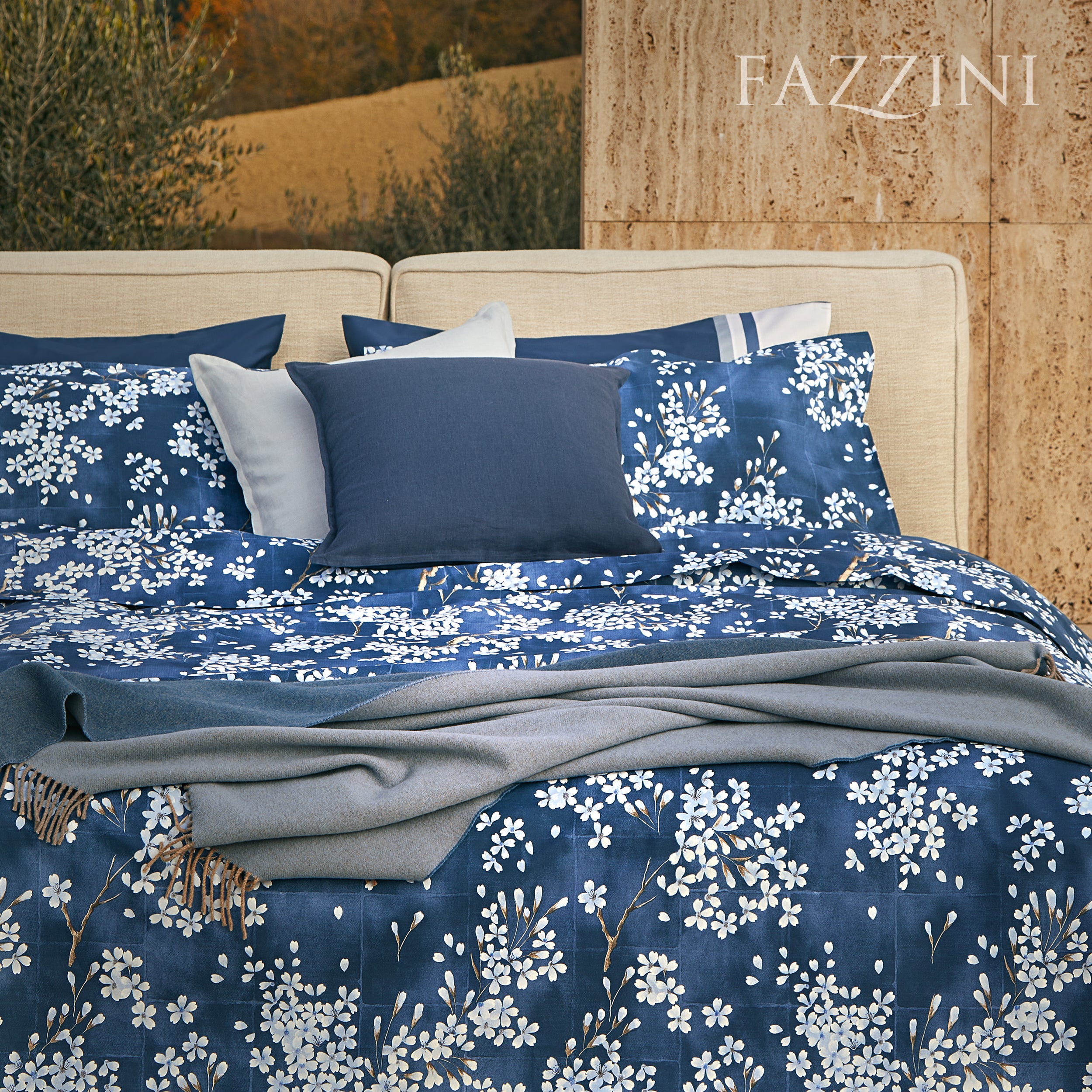 Completo Lenzuola Copriletto Percalle KIMONO Letto Fazzini
