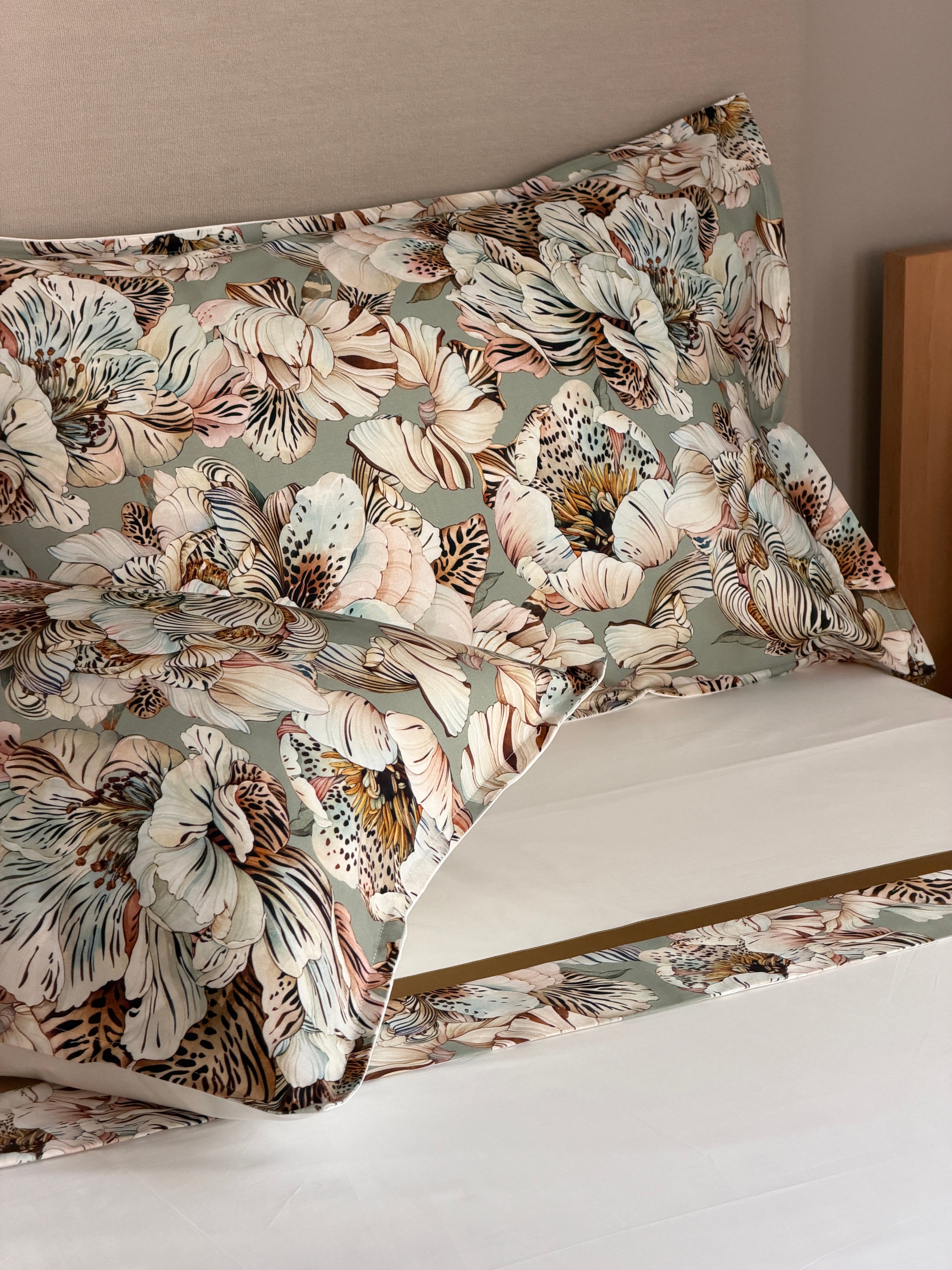 Completo Lenzuola Bordo Raso TIGER Letto Moreali Tessile Casa Matrimoniale Verde