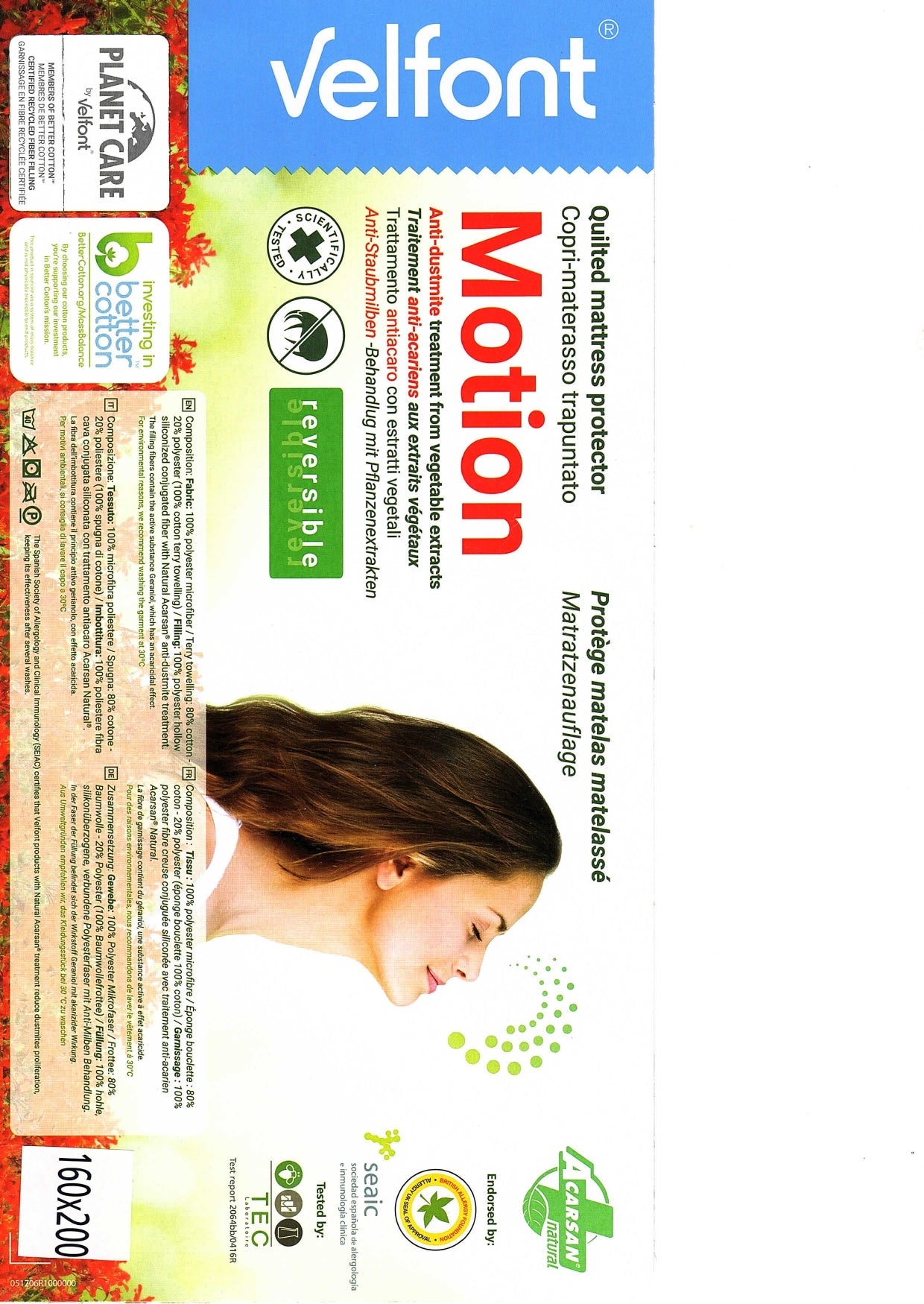 Coprimaterasso Antiacaro Trapuntato Motion® Materasso Velfont