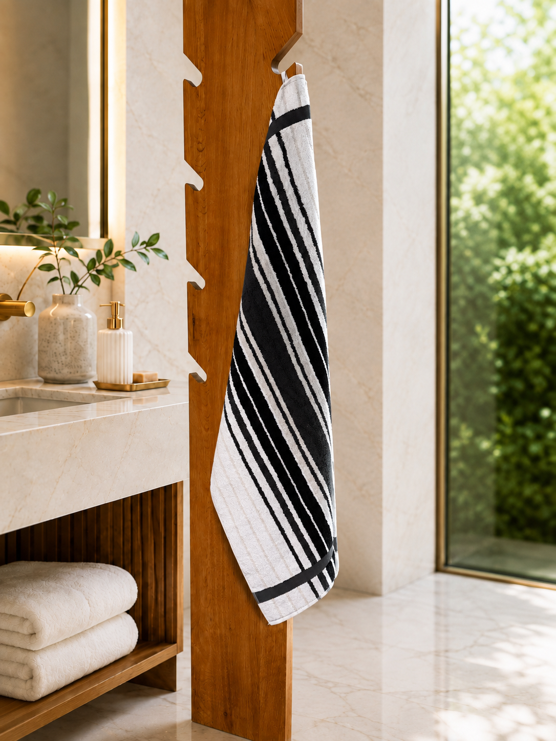 Asciugamano MAXI Cotone Americano Tinto Filo ONTARIO Bagno Moreali Tessile Casa 68 x 127 Off-Black