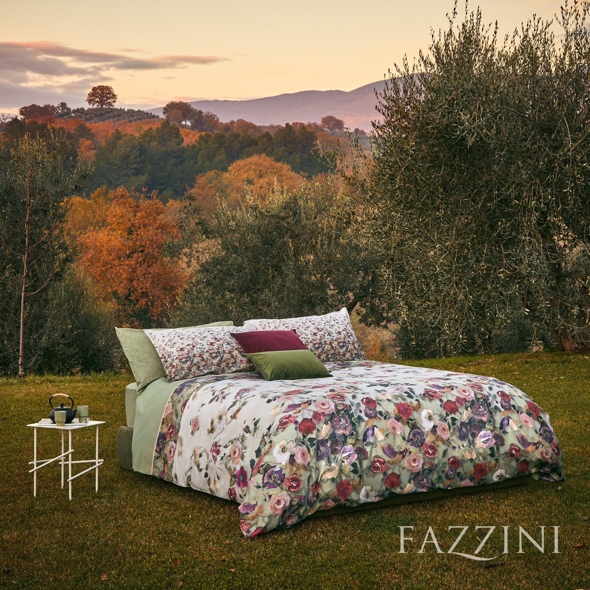 Parure Copripiumino Raso 300 Fili NETTARE Letto Fazzini
