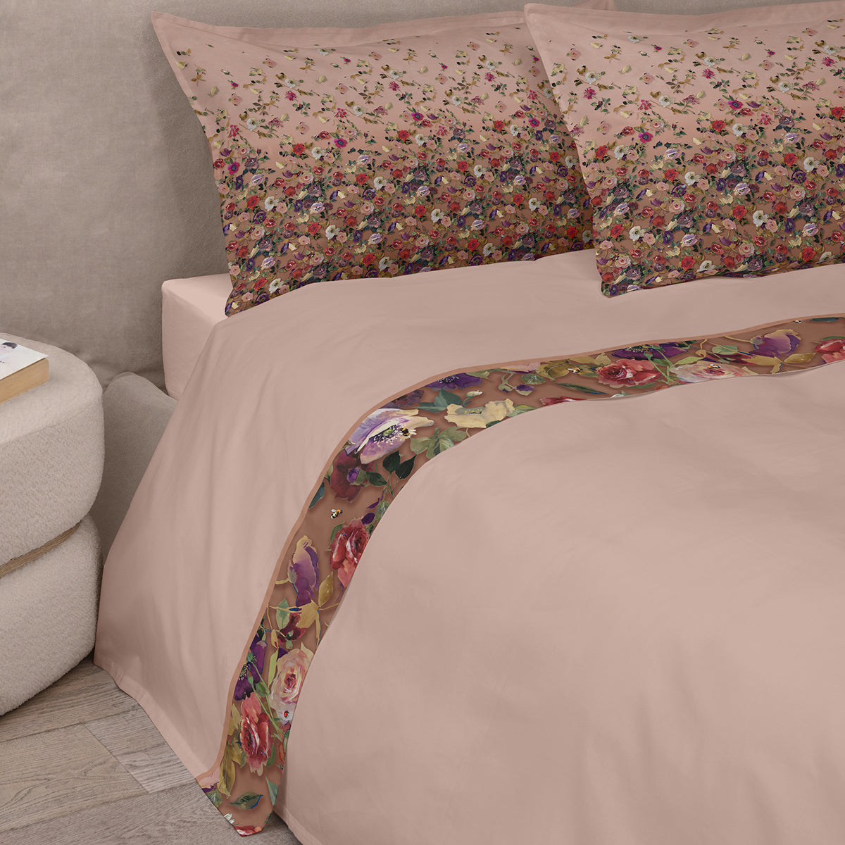 Completo Lenzuola Raso 300 Fili NETTARE Letto Fazzini