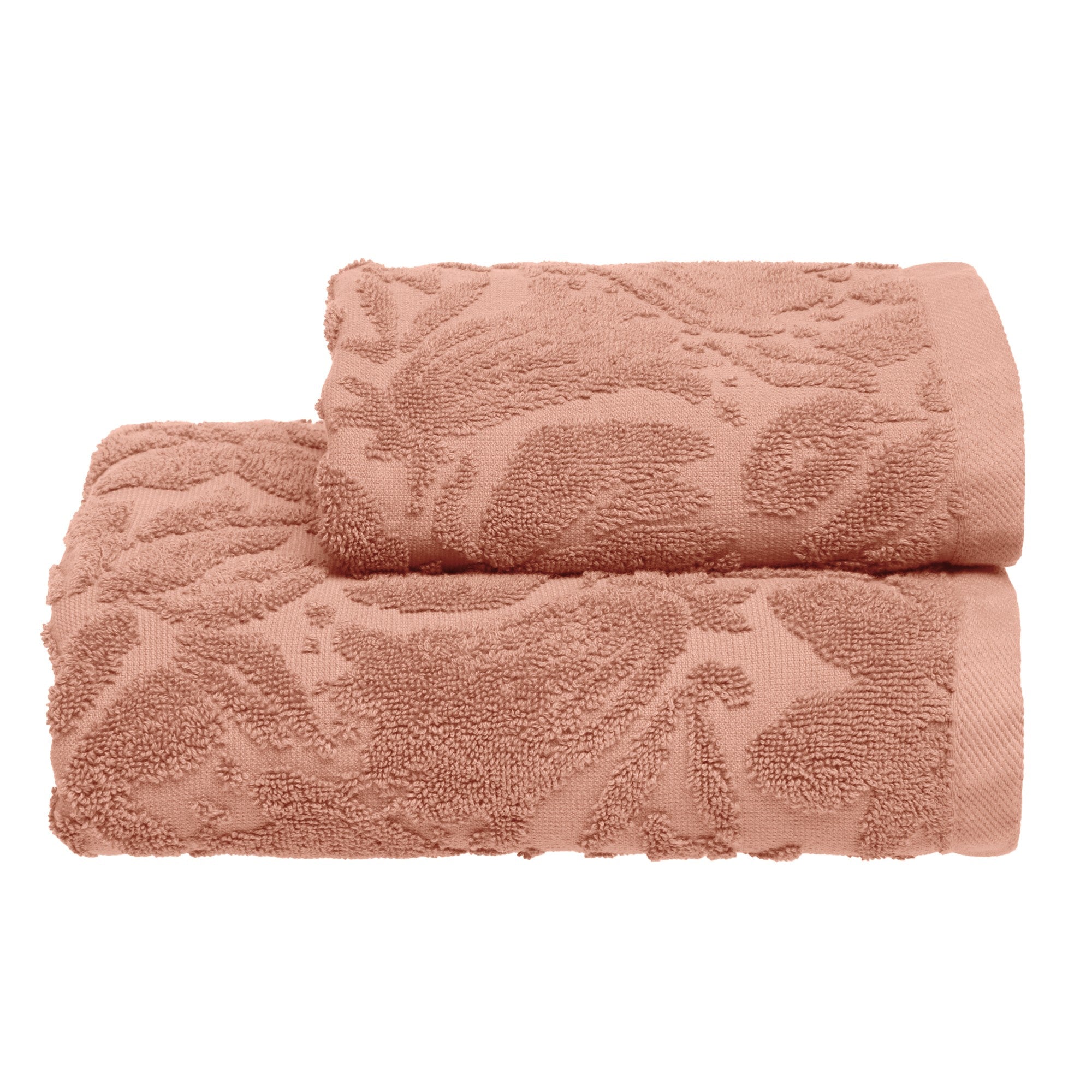 Set Asciugamani Jacquard Tinto Capo FLOWERS Bagno Moreali Tessile Casa 60 x 100 / 40 x 60 Fard