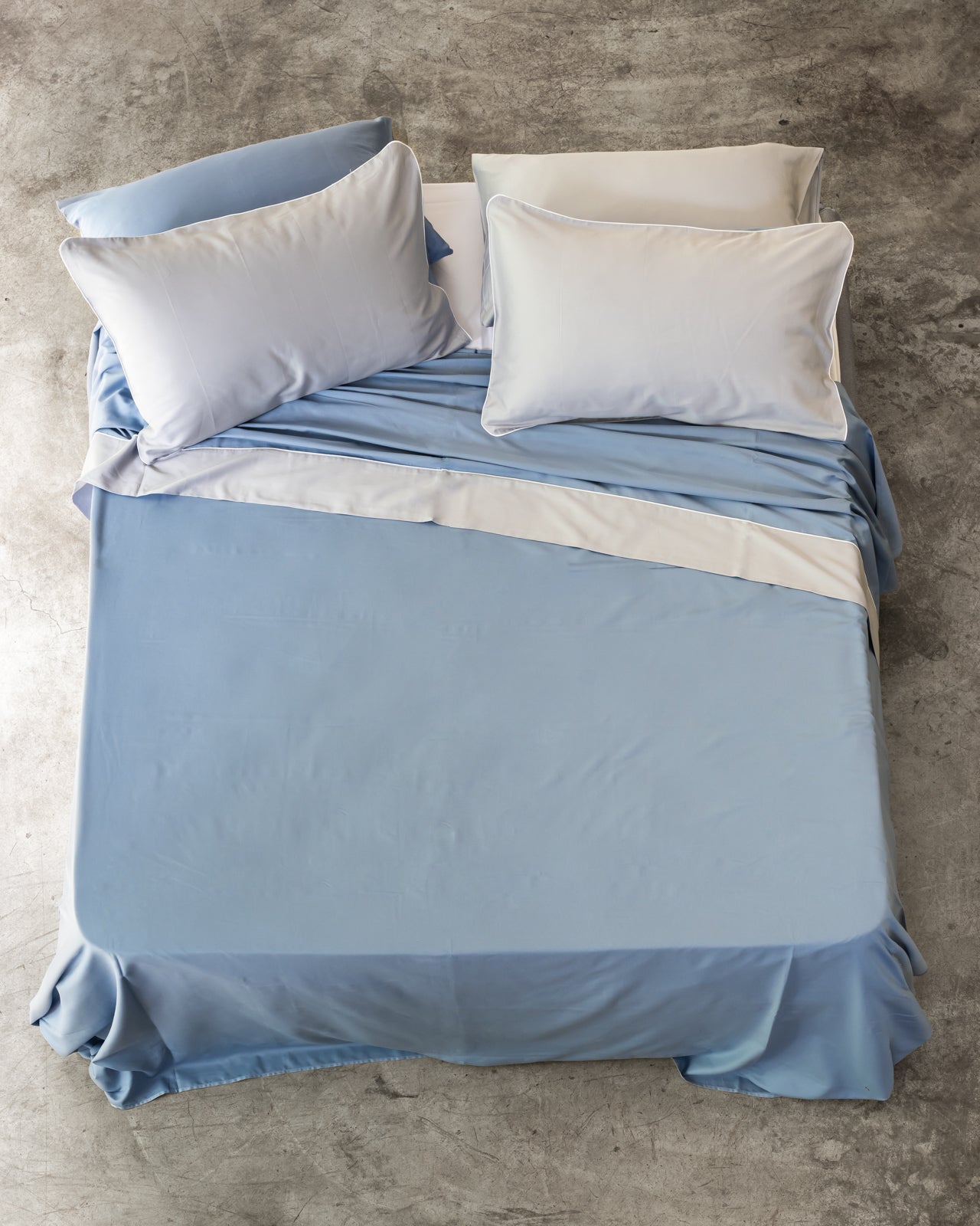 Parure Lenzuola RASO DOUBLE Letto Moreali Tessile Casa Matrimoniale Azzurro/Grigio