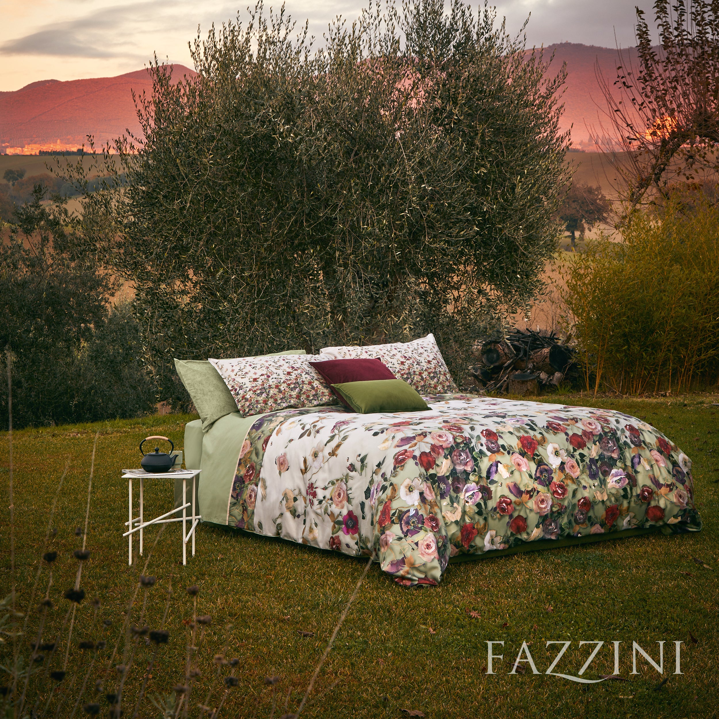 Parure Copripiumino Raso 300 Fili NETTARE Letto Fazzini