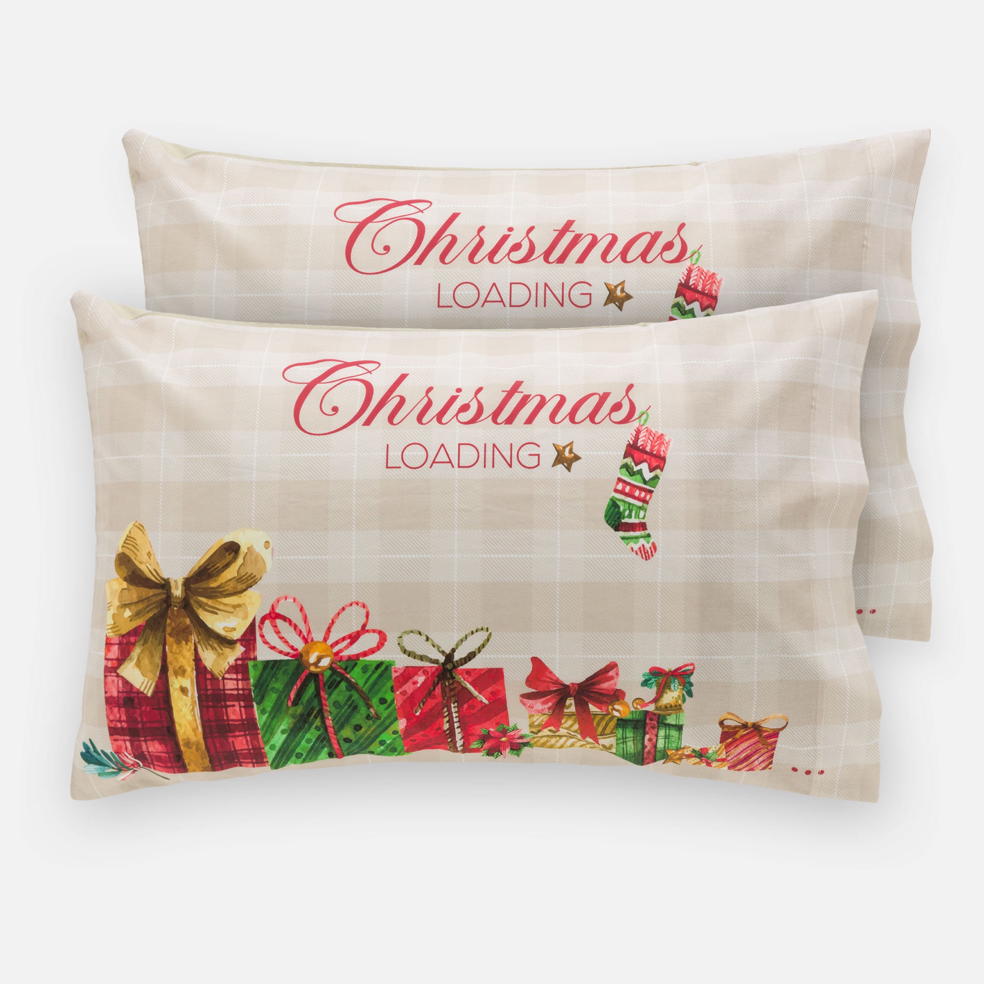Coppia di Federe Madapolam Natalizie Letto Riviera 50 x 80 cm Christmas Loading