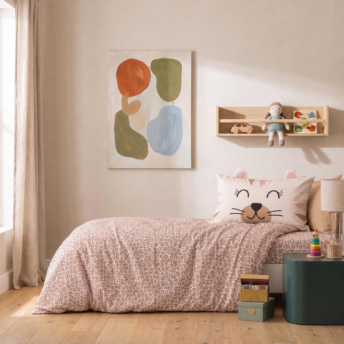 Parure Copripiumino KIDS Percalle Stampato Gisella Letto Riviera Piazza e Mezzo Malva