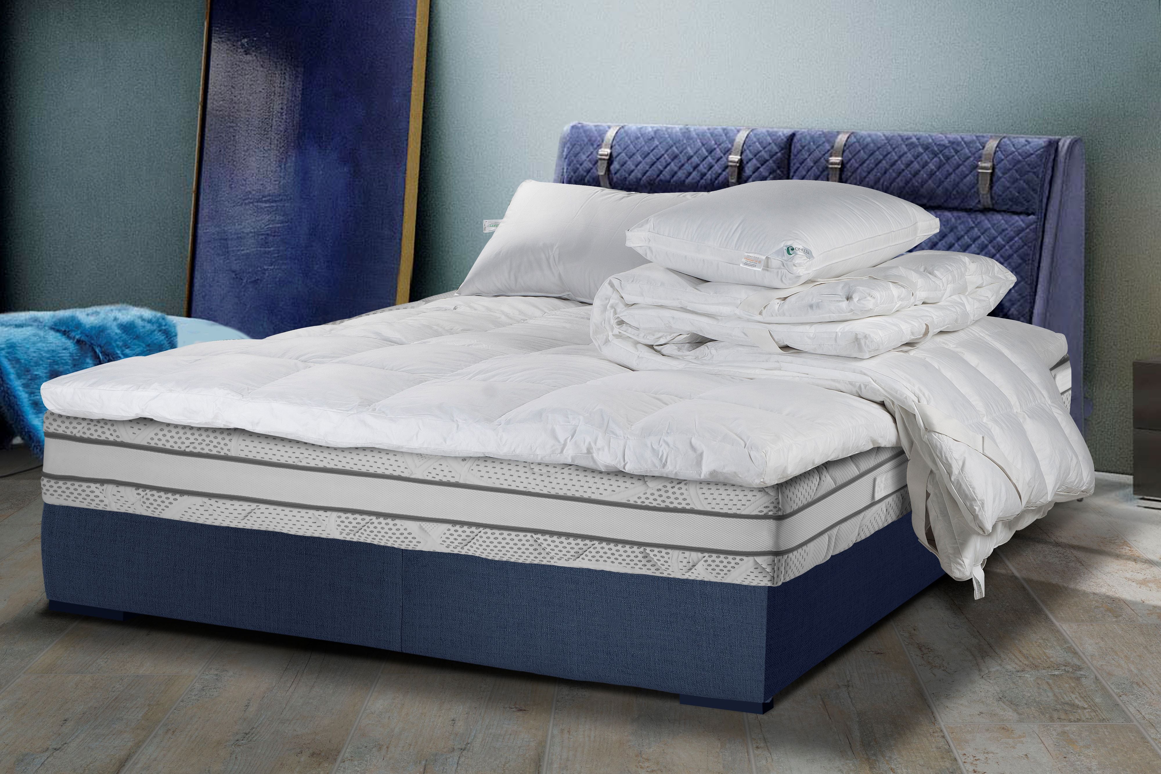 Topper in piumino Down Bed Materasso Cinelli 160 x 200 Bianco