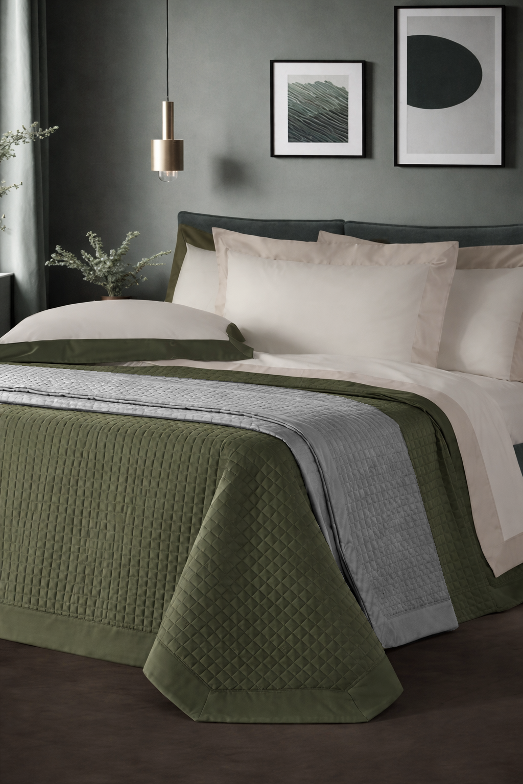 Trapuntino Raso di Cotone LUXURY Letto Moreali Tessile Casa Matrimoniale 270 x 270 Verde