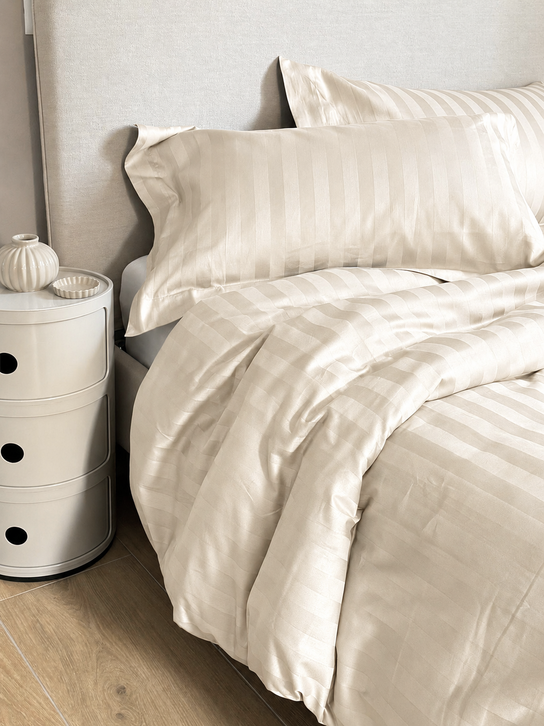 Parure Copripiumino Raso Cotone Riga HOTELLERIE Letto Moreali Tessile Casa