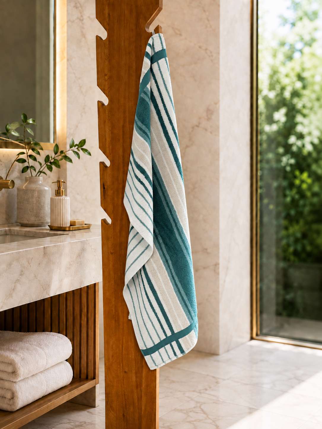 Asciugamano MAXI Cotone Americano Tinto Filo ONTARIO Bagno Moreali Tessile Casa 68 x 127 Mineral Blue
