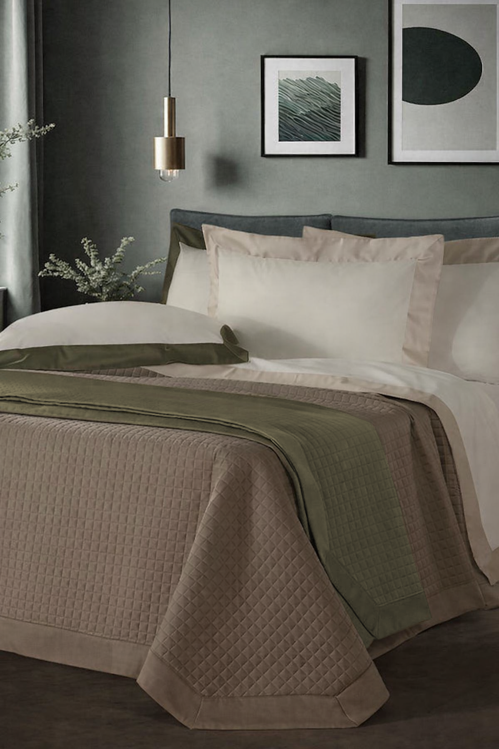 Trapuntino Raso di Cotone LUXURY Letto Moreali Tessile Casa Matrimoniale 270 x 270 Tortora