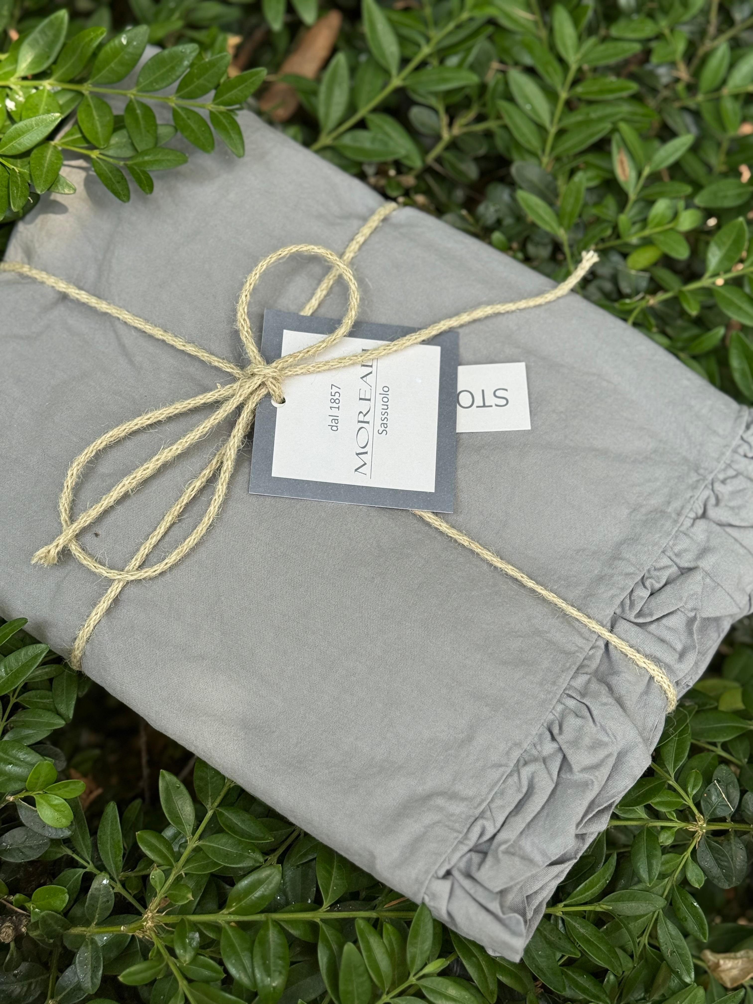 Coppia Federe Cotone No-Stiro FRAPPINA Letto Moreali Tessile Casa 50 x 80 cm Grigio