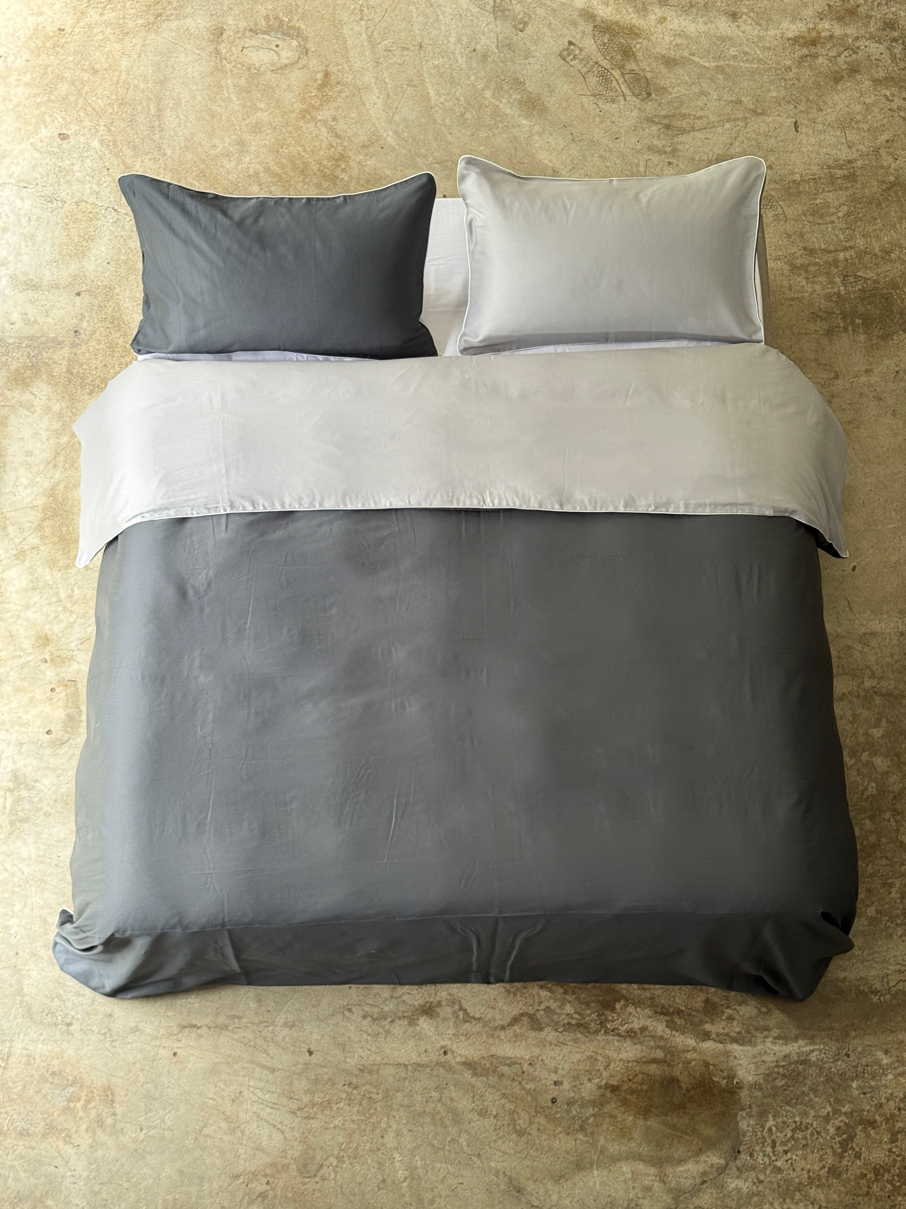 Parure Copripiumino Raso di Cotone Double Letto Moreali Tessile Casa Matrimoniale Antracite/Grigio