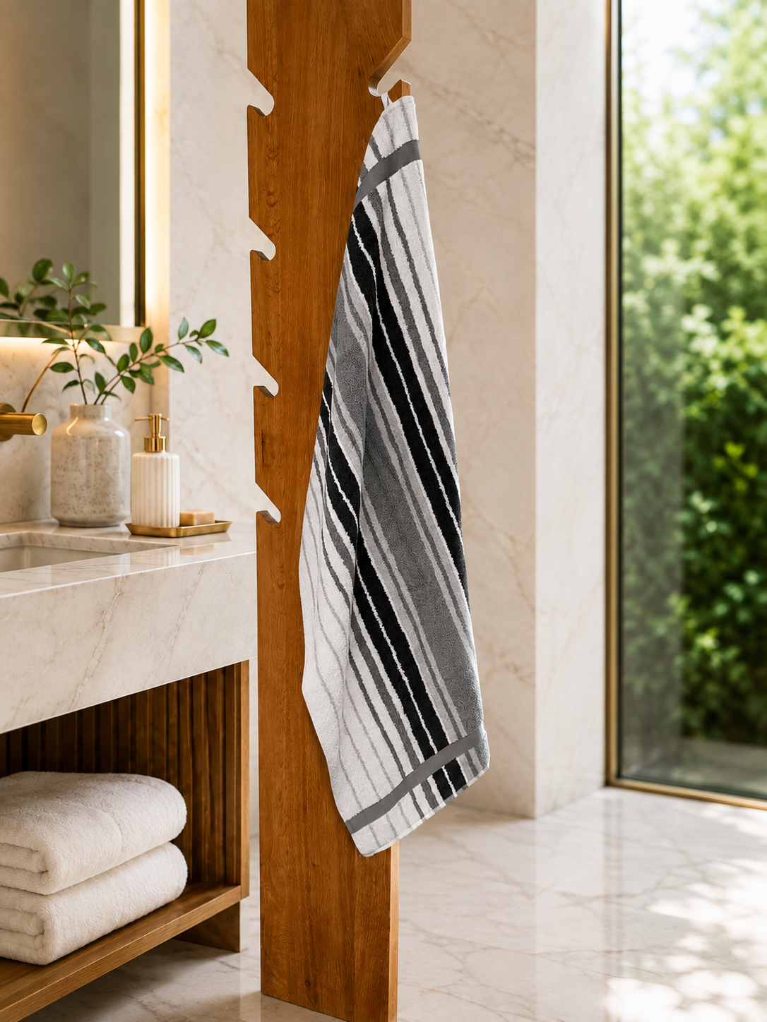 Asciugamano MAXI Cotone Americano Tinto Filo ONTARIO Bagno Moreali Tessile Casa 68 x 127 Silver Grey