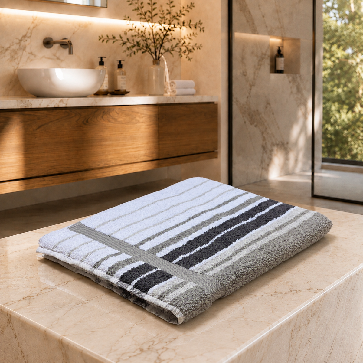 Asciugamano MAXI Cotone Americano Tinto Filo ONTARIO Bagno Moreali Tessile Casa