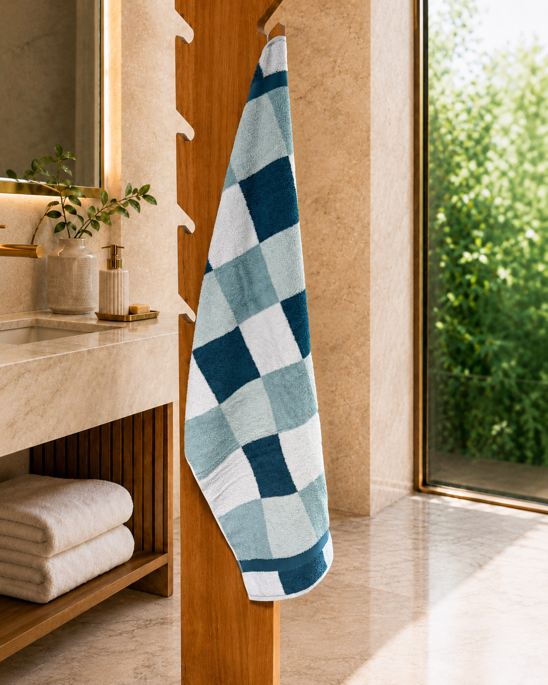 Asciugamano MAXI Cotone Americano Tinto Filo BOSTON Bagno Moreali Tessile Casa 68 x 127 Storm Blue