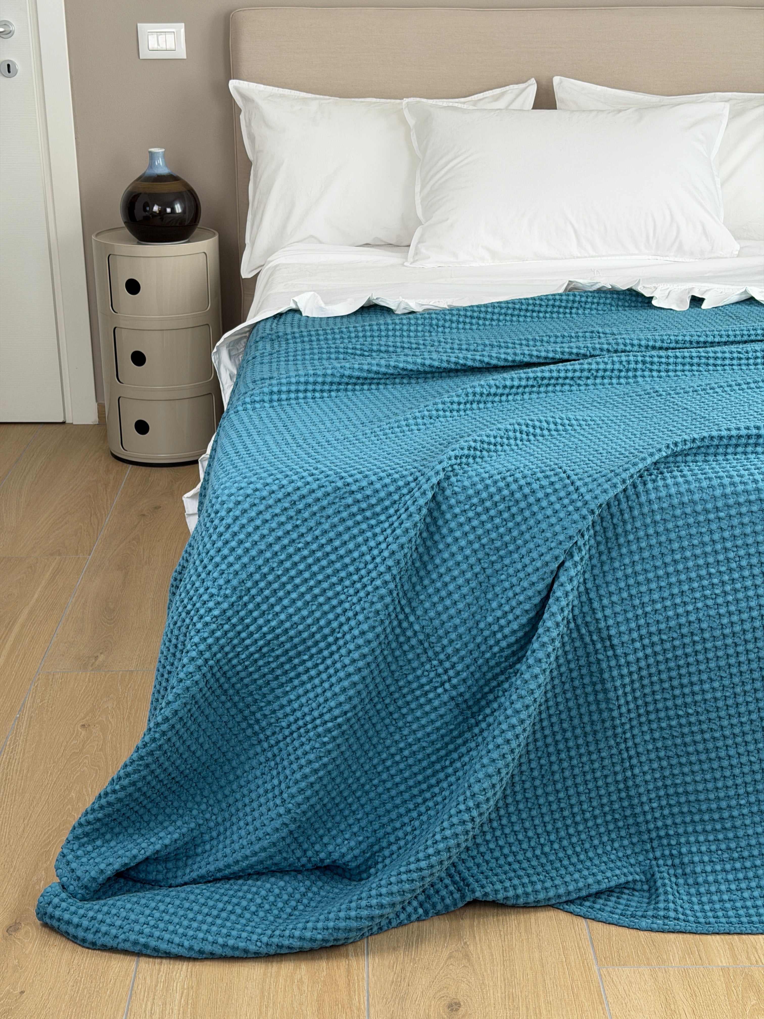 Copriletto Ape Regina Made in Italy Letto Moreali Tessile Casa Matrimoniale 270 x 270 Ottanio