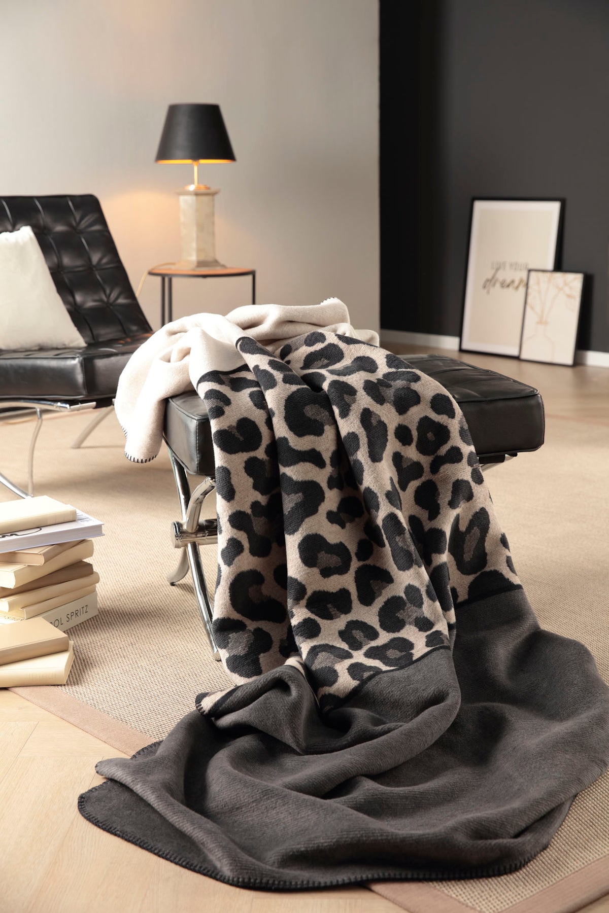 Plaid/Coperta in Caldo Cotone LEO PART Soggiorno Borbo Matrimoniale 240 x 220 Animalier