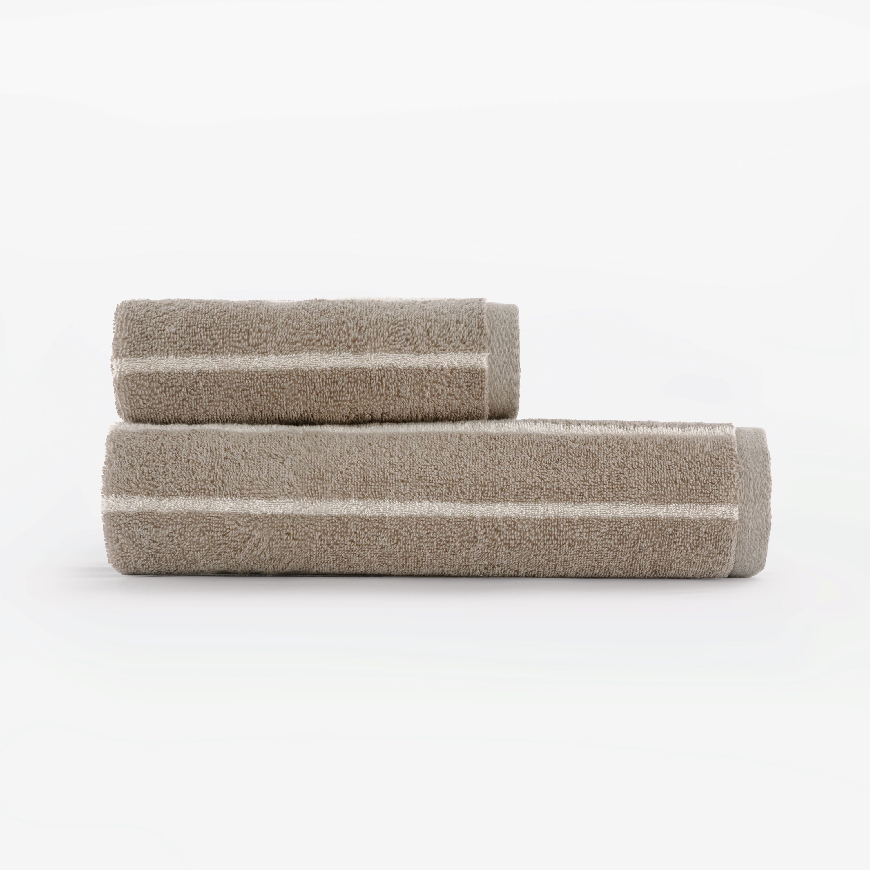 Set Asciugamani Righe Jacquard SAINT LOUIS Bagno Galizzi 60 x 100 / 40 x 60 Tortora