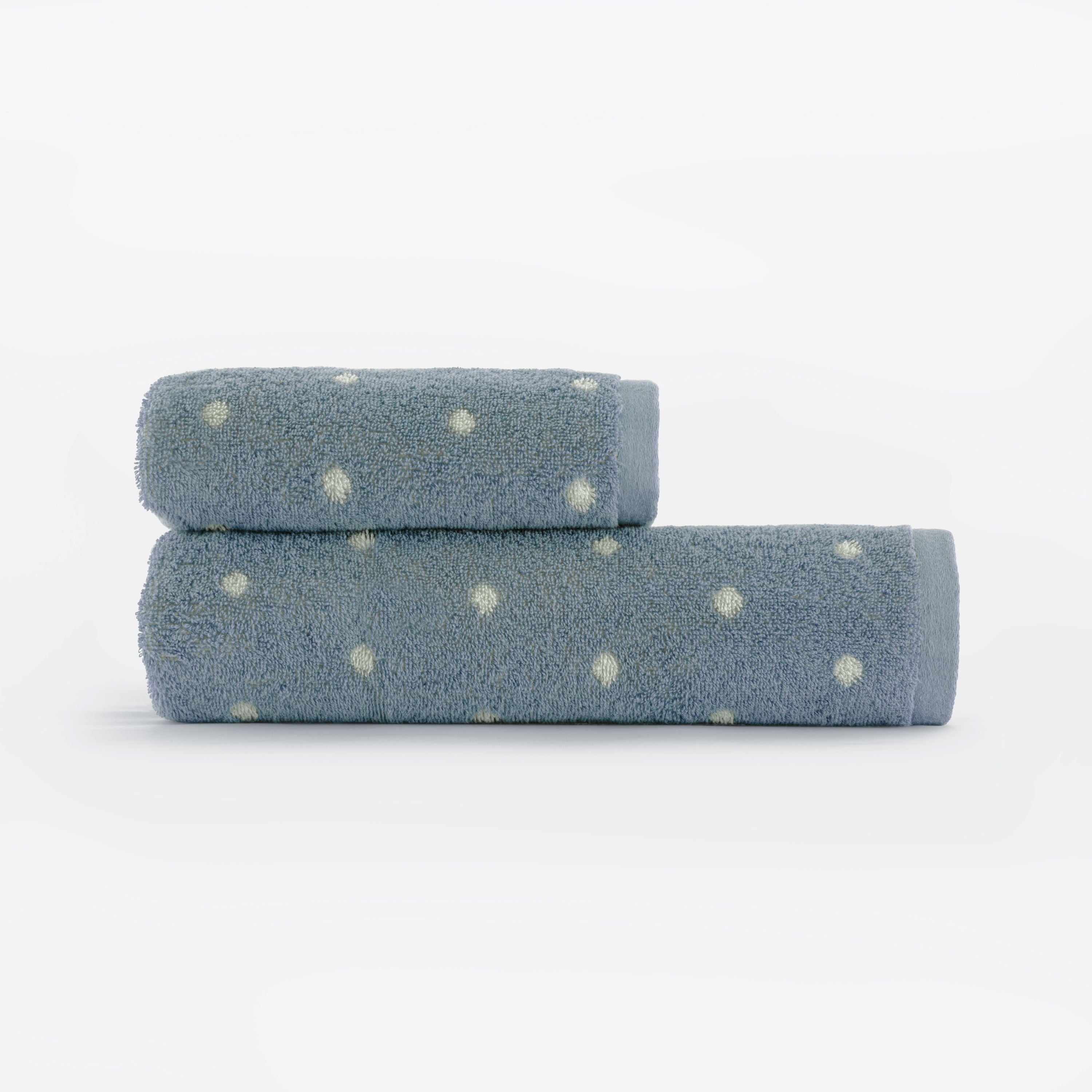 Set Asciugamani Pois Jacquard SAN DIEGO Bagno Galizzi 60 x 100 / 40 x 60 Azzurro Polvere
