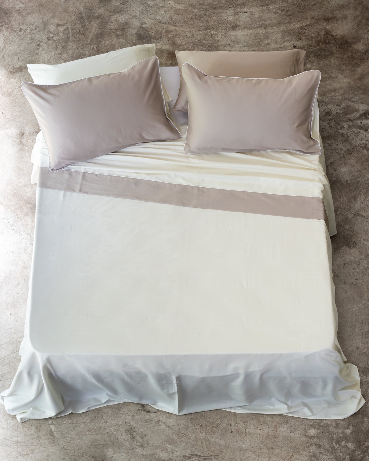 Parure Lenzuola RASO DOUBLE Letto Moreali Tessile Casa Matrimoniale Lino/Crema