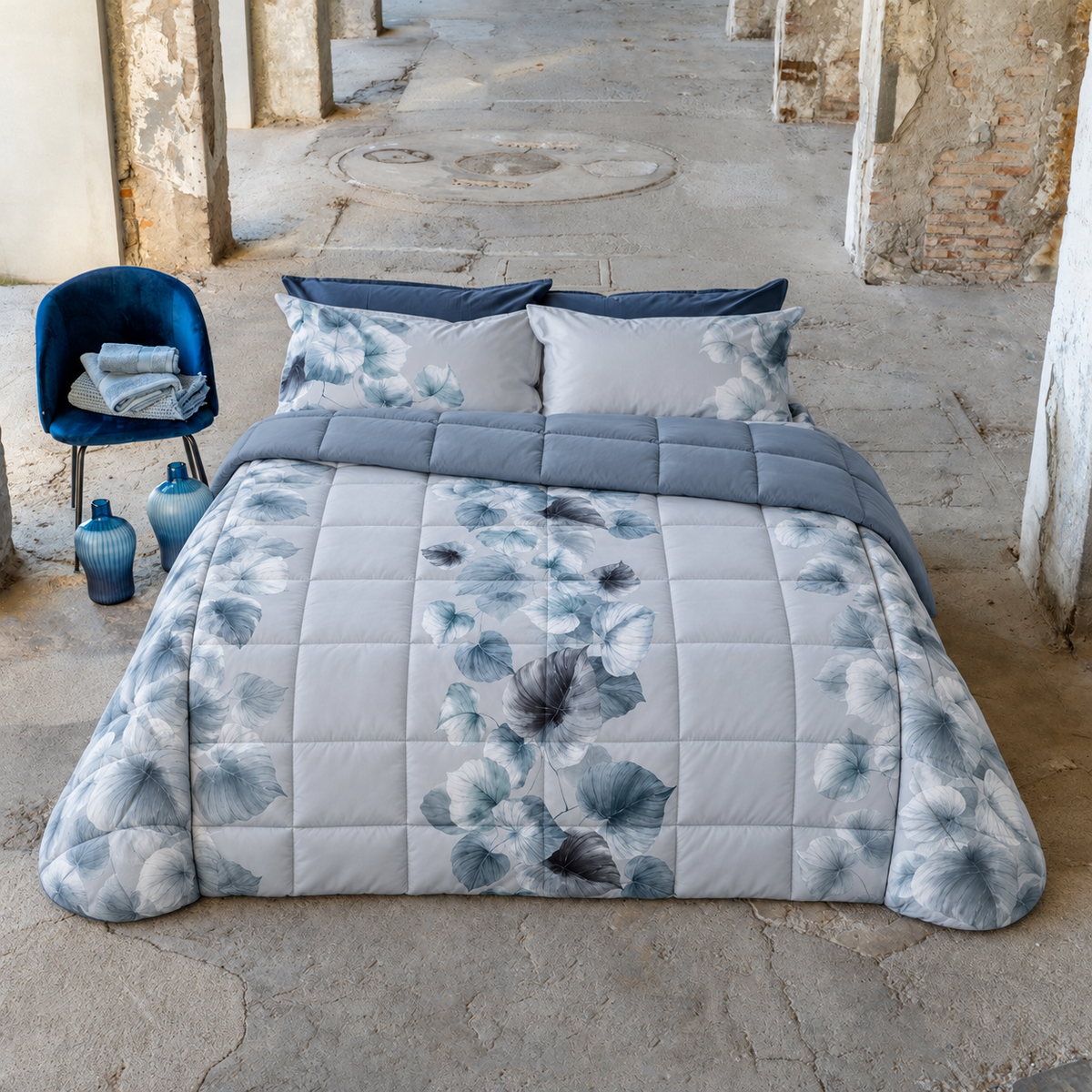 Trapunta Percalle Supersoft NATE Letto Cogal 270 x 270 Silver Grey