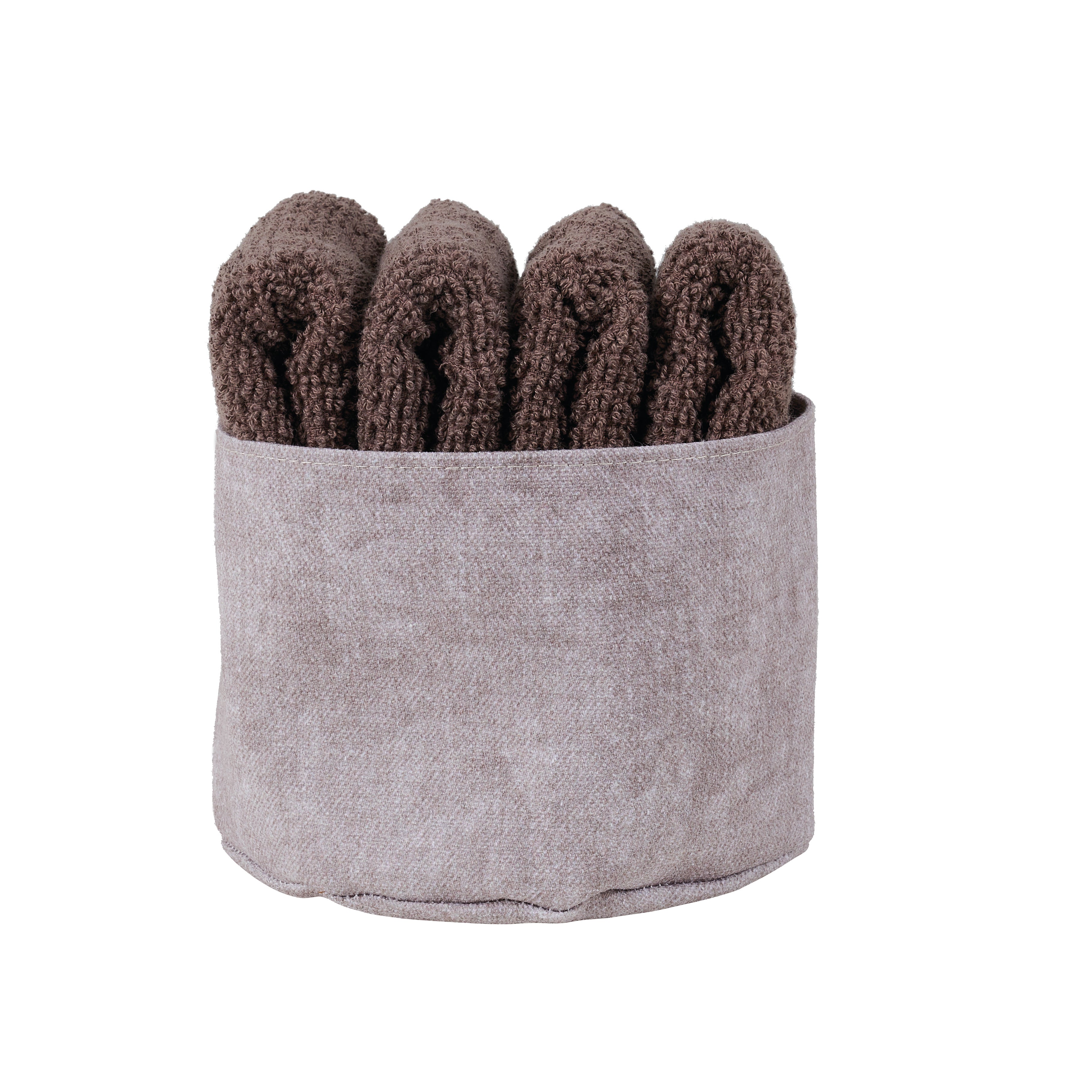 Set 4 Lavette + Cestino PEPE Bagno Maison Sucrée 30 x 30 Cioccolato var.33