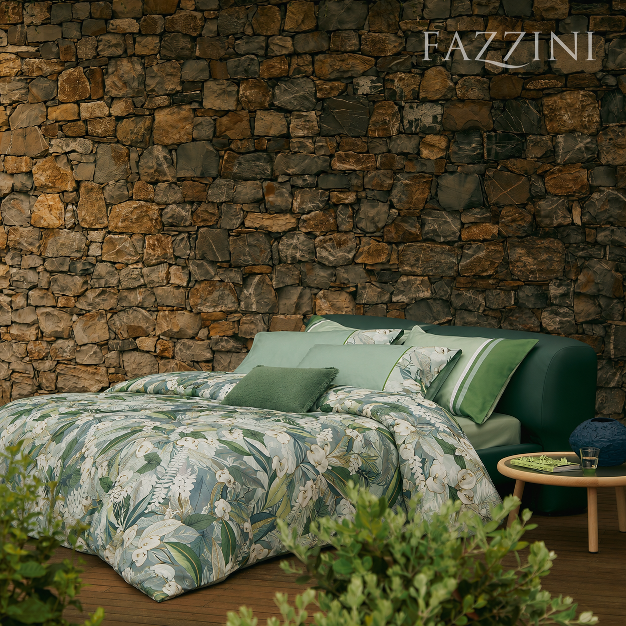 Parure Copripiumino Percalle CALLE Letto Fazzini Matrimoniale Surf - Medium Green