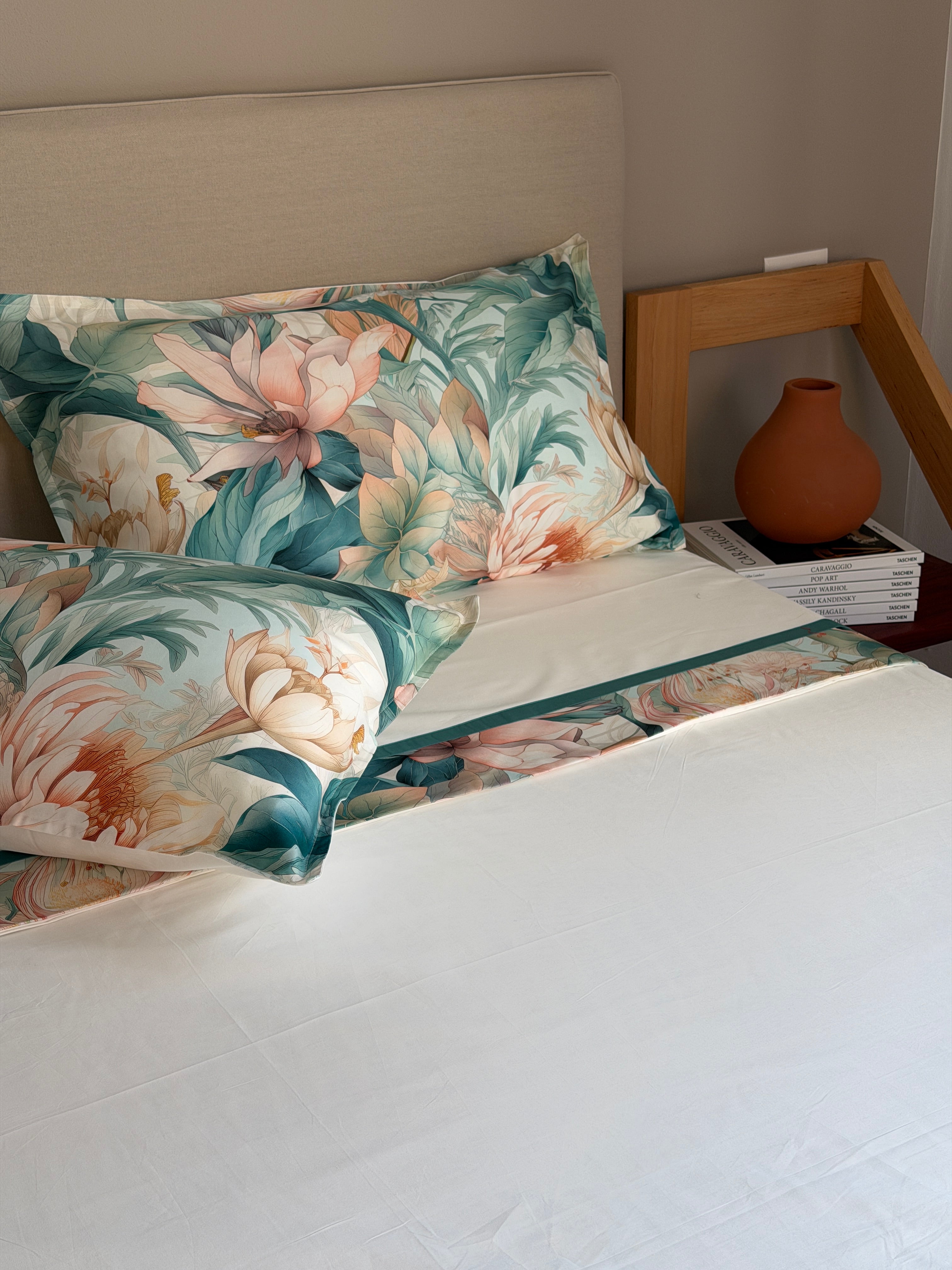 Completo Lenzuola Bordo Raso ASIA Letto Moreali Tessile Casa Matrimoniale Fiori