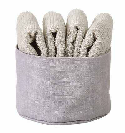 Set 4 Lavette + Cestino PEPE Bagno Maison Sucrée 30 x 30 Perla var.06