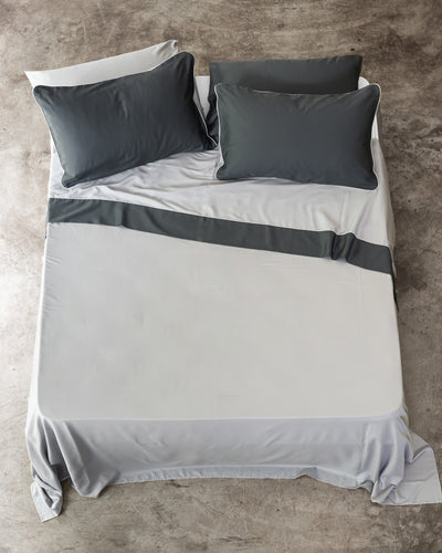 Parure Lenzuola RASO DOUBLE Letto Moreali Tessile Casa Matrimoniale Grigio/Antracite