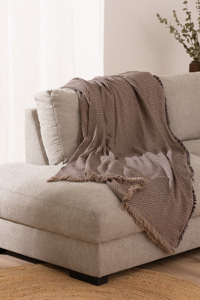 Telo Copritutto Cotone Zig Zag Kenya Soggiorno Belmarti 230 x 260 Cioccolato