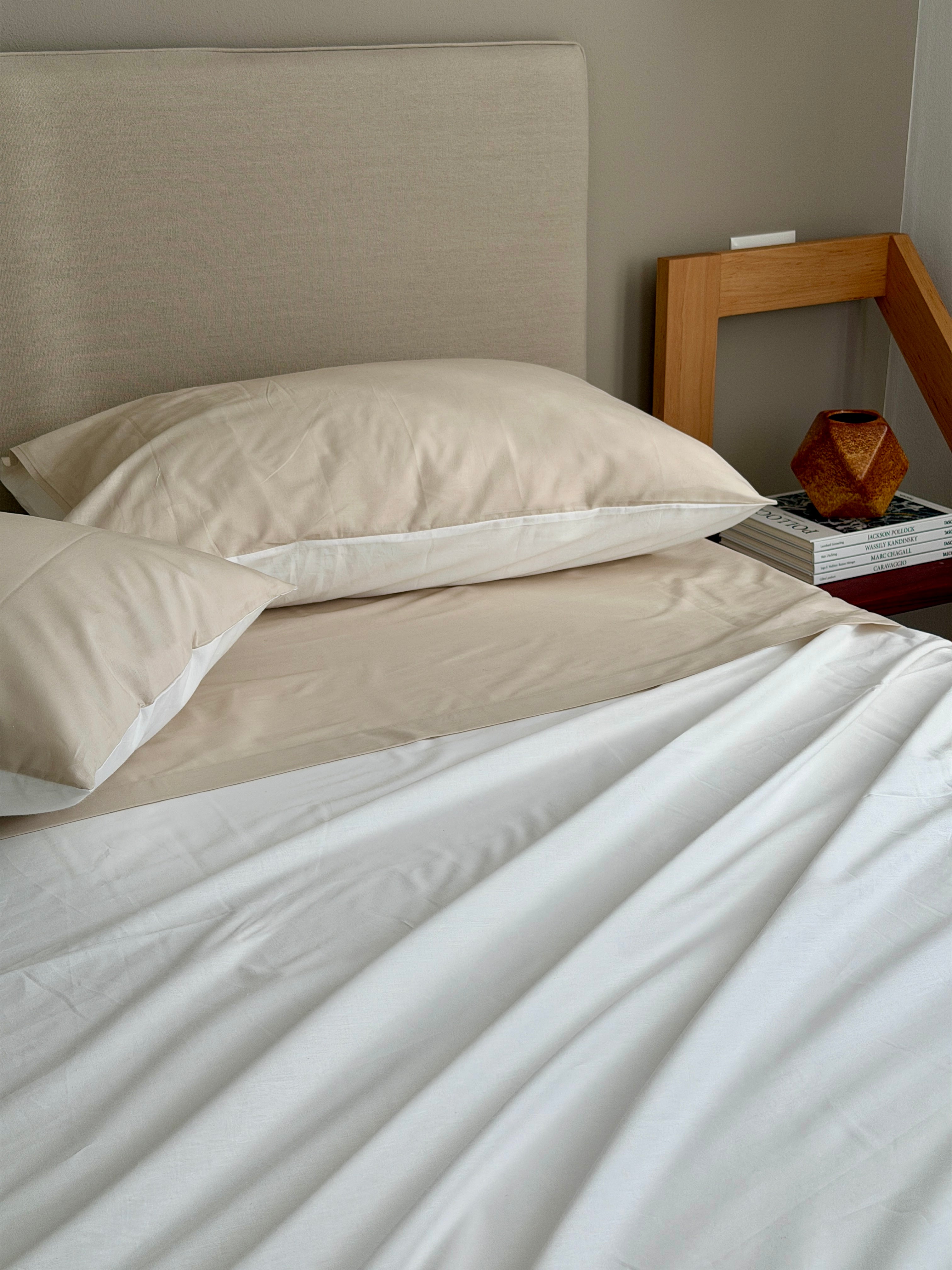 Parure Lenzuola Copriletto Double MINIMAL Letto Moreali Tessile Casa Matrimoniale Bianco/Corda