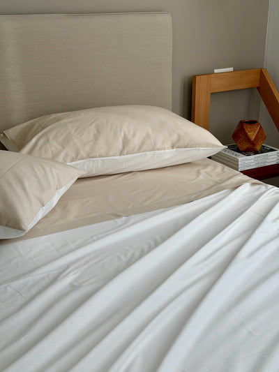 Parure Lenzuola Copriletto Double MINIMAL Letto Moreali Tessile Casa Matrimoniale Bianco/Corda