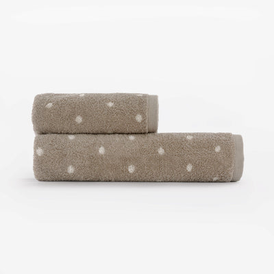 Set Asciugamani Pois Jacquard SAN DIEGO Bagno Galizzi 60 x 100 / 40 x 60 Tortora