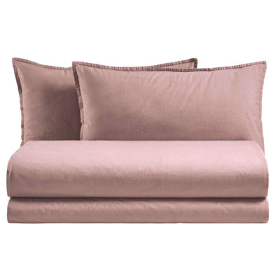 Parure Copripiumino Cotone No-Stiro ESSENZIALE Letto Moreali Tessile Casa Matrimoniale Rosa Tenue