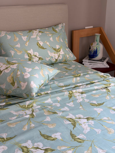 Completo Lenzuola Cotone Stampato CALLA Letto Cotonissimo