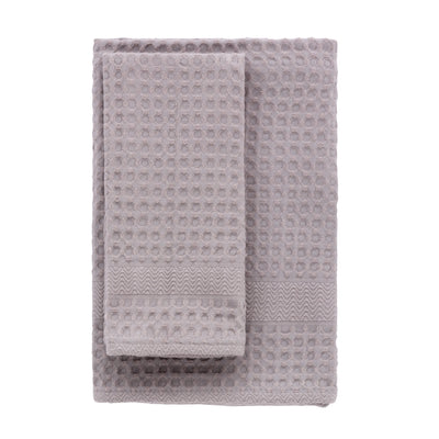 FINE SERIE Set Asciugamani Soft Apone Jacquard Bagno Moreali Tessile Casa 55 x 130 / 38 x 56 Perla