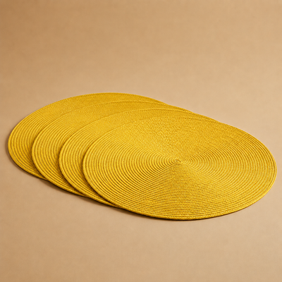 Set 4 Sottopiatti INTRECCIO Accessorio Moreali Tessile Casa Diametro 38 Giallo