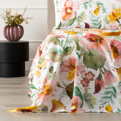Completo Lenzuola Copriletto Percalle Stampato MELIKA Letto Riviera
