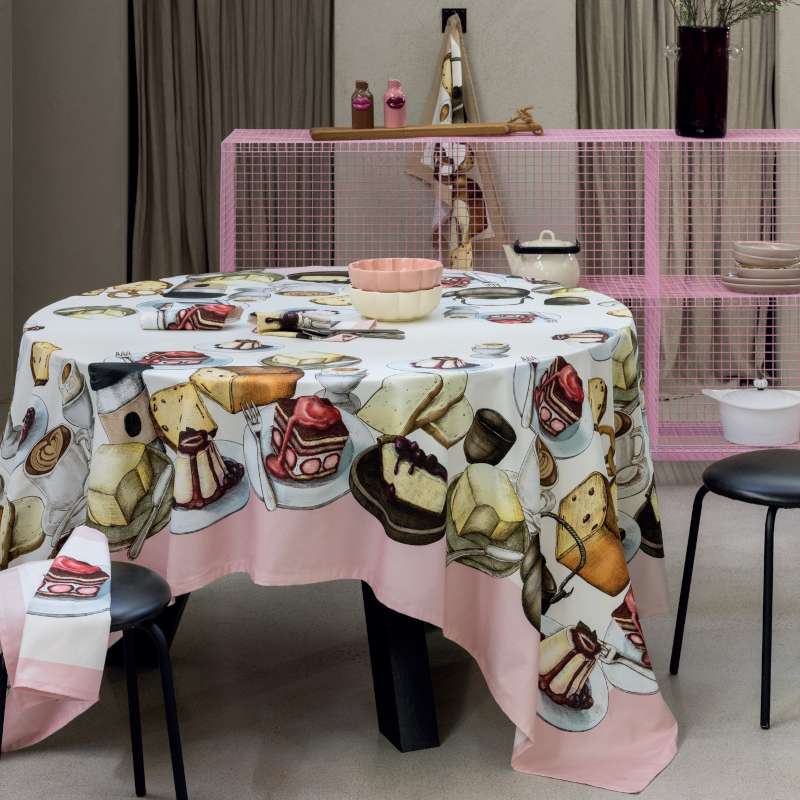 Tovaglia Panama di Cotone Stampa Piazzata CAKE Cucina TagHouse 150 x 230 Multicolor