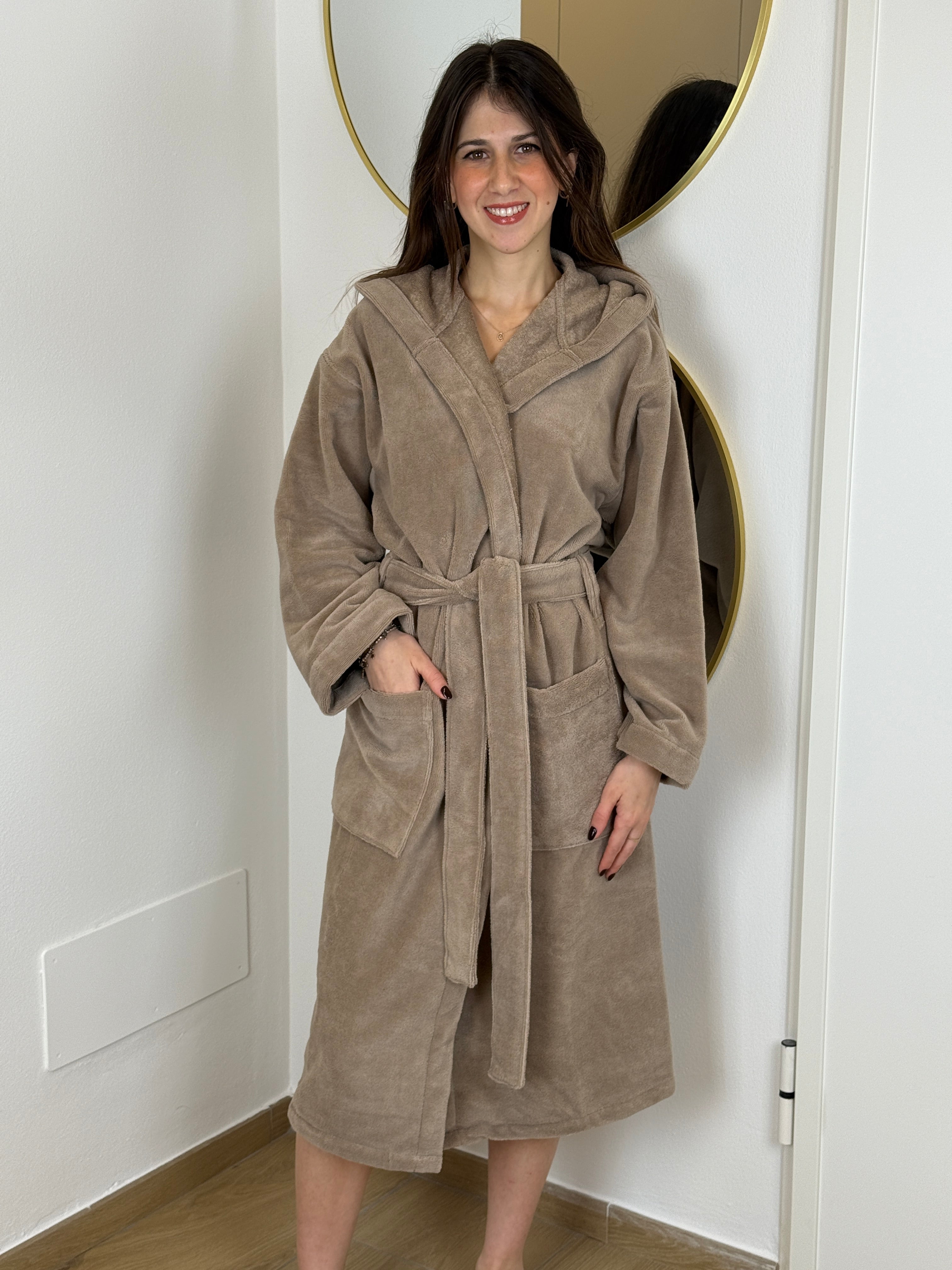 Accappatoio BAMBOO Unisex Made in Italy Bagno Moreali Tessile Casa S Deserto