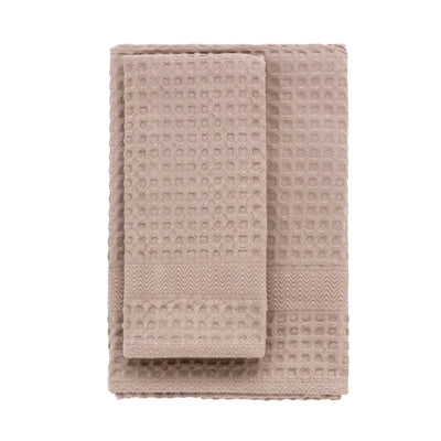 FINE SERIE Set Asciugamani Soft Apone Jacquard Bagno Moreali Tessile Casa 55 x 130 / 38 x 56 Sabbia